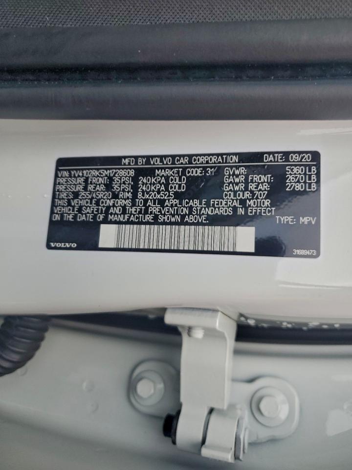 2021 Volvo Xc60 T5 Momentum VIN: YV4102RK5M1728608 Lot: 93845385