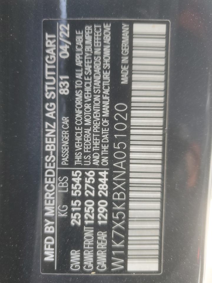 2022 Mercedes-Benz Amg Gt 43 VIN: W1K7X5KBXNA051020 Lot: 92405775