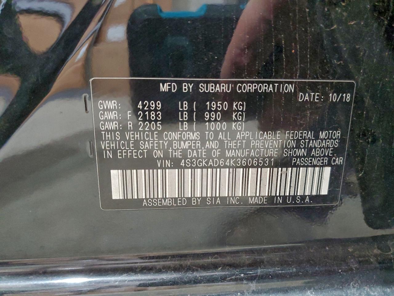 2019 Subaru Impreza Premium VIN: 4S3GKAD64K3606531 Lot: 93970445