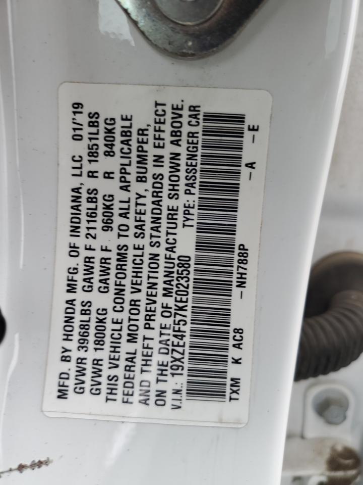 2019 Honda Insight Ex VIN: 19XZE4F57KE023580 Lot: 93760595