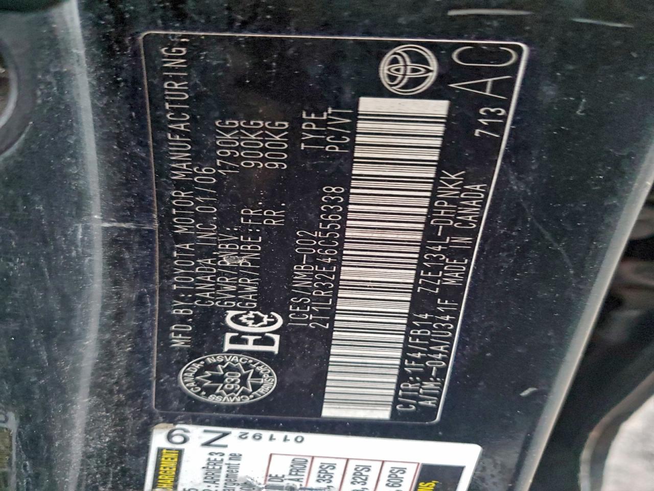 2006 Toyota Corolla Matrix Base VIN: 2T1LR32E46C556338 Lot: 93243925