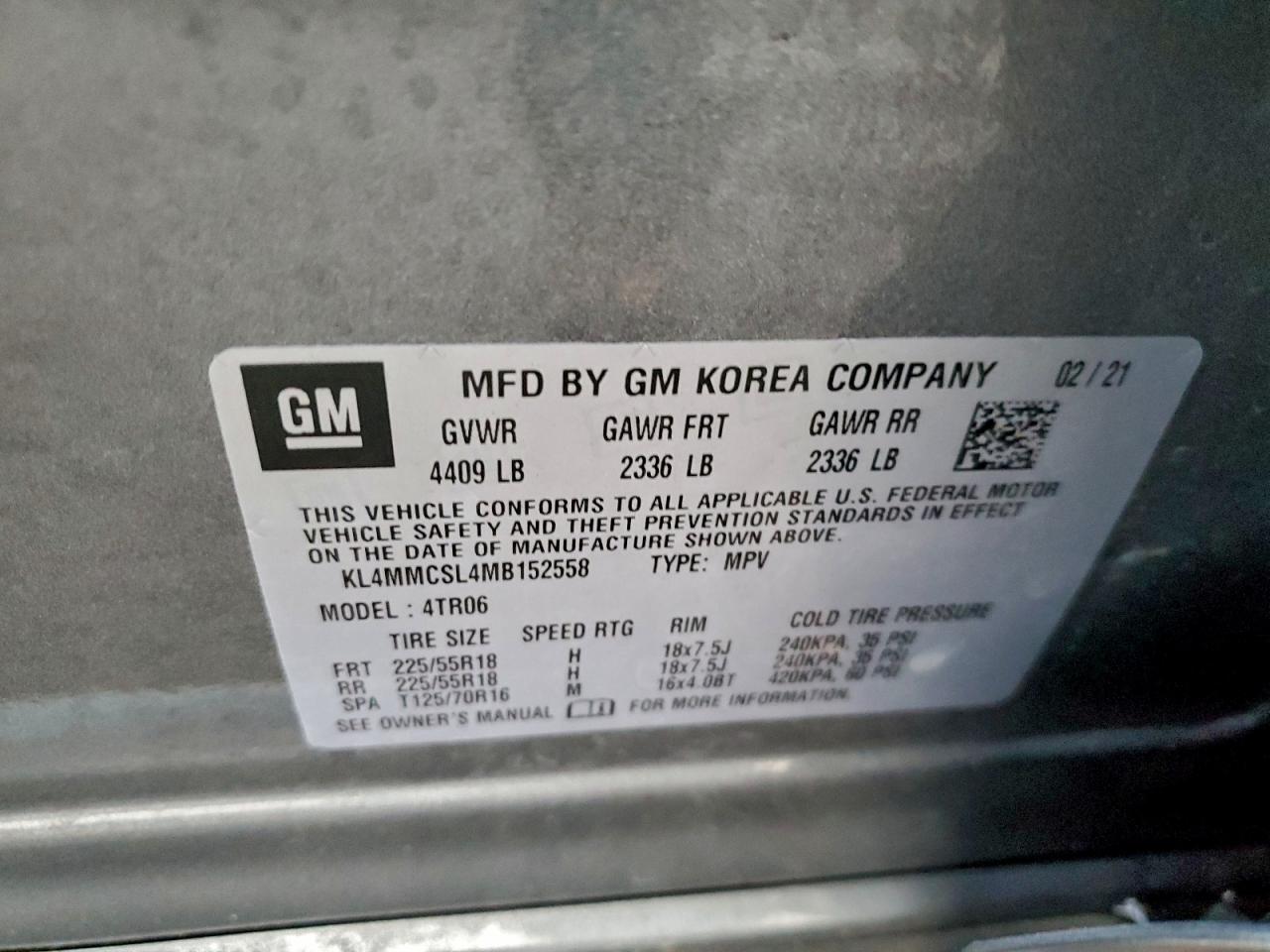 2021 Buick Encore Gx Preferred VIN: KL4MMCSL4MB152558 Lot: 92835265