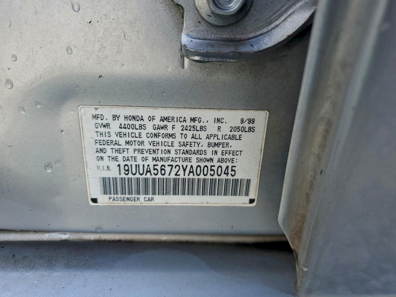 2000 Acura 3.2Tl VIN: 19UUA5672YA005045 Lot: 94179475