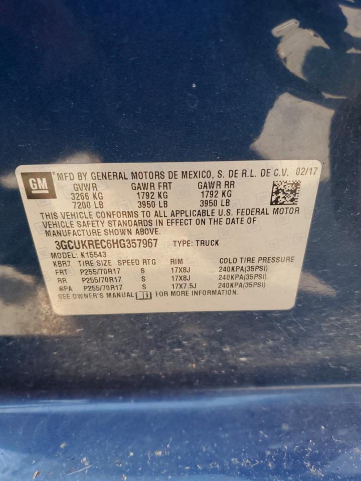 2017 Chevrolet Silverado K1500 Lt VIN: 3GCUKREC6HG357967 Lot: 92813495
