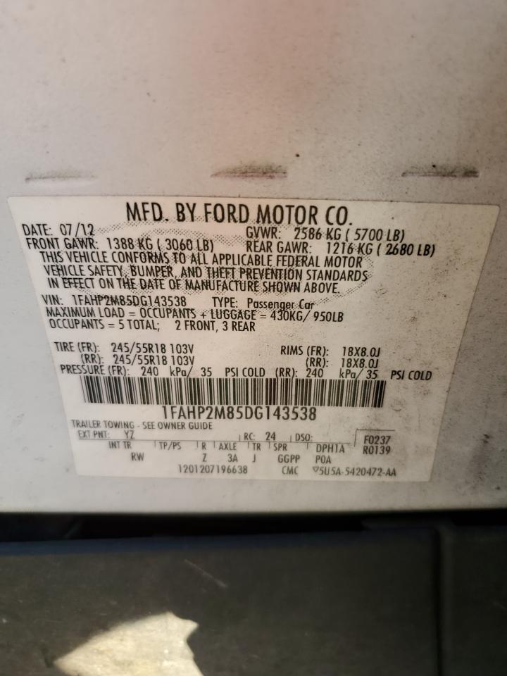 2013 Ford Taurus Police Interceptor VIN: 1FAHP2M85DG143538 Lot: 92512505