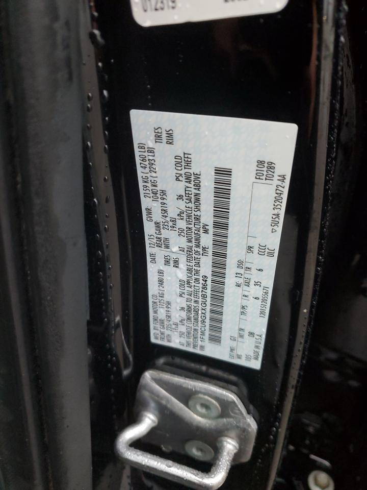 2016 Ford Escape Se VIN: 1FMCU9GXXGUB78649 Lot: 92997605