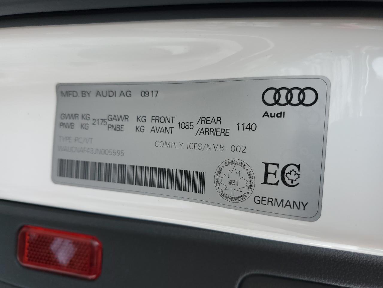 2018 Audi A4 Technik VIN: WAUCNAF43JN005595 Lot: 93130445