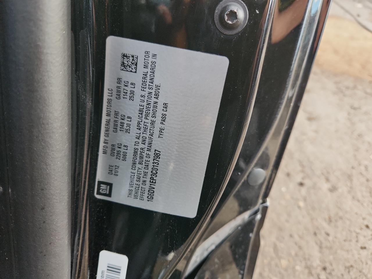 2012 Cadillac Cts-V VIN: 1G6DV1EP3C0137987 Lot: 92255775