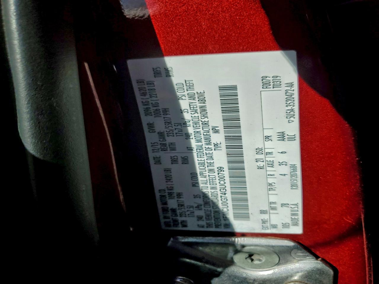 2016 Ford Escape Se VIN: 1FMCU0G74GUC00799 Lot: 93886055