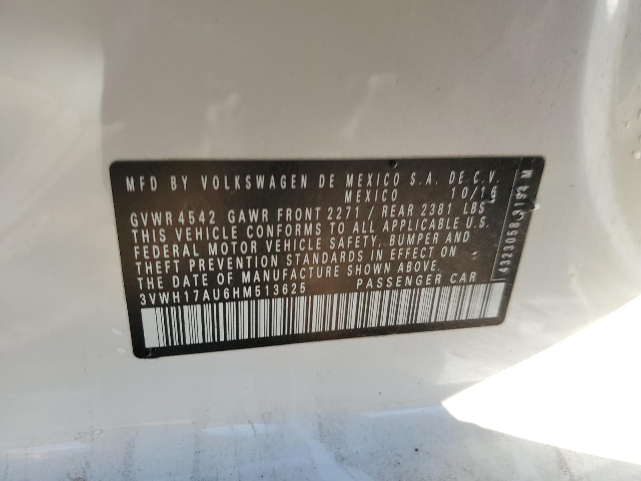 2017 Volkswagen Golf Alltrack S VIN: 3VWH17AU6HM513625 Lot: 92116885