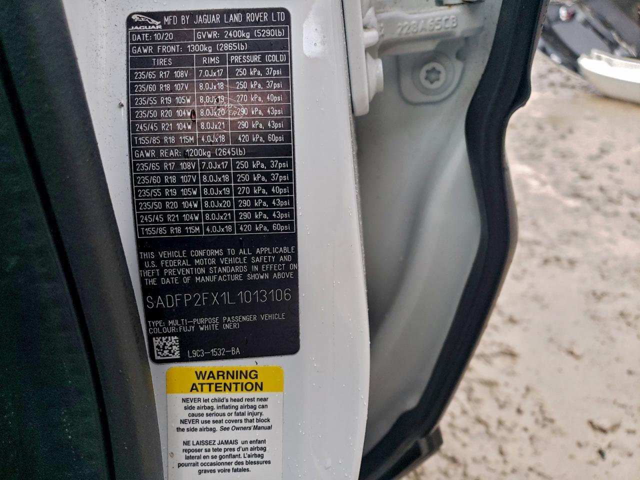 2020 Jaguar E-Pace Se VIN: SADFP2FX1L1013106 Lot: 94591465