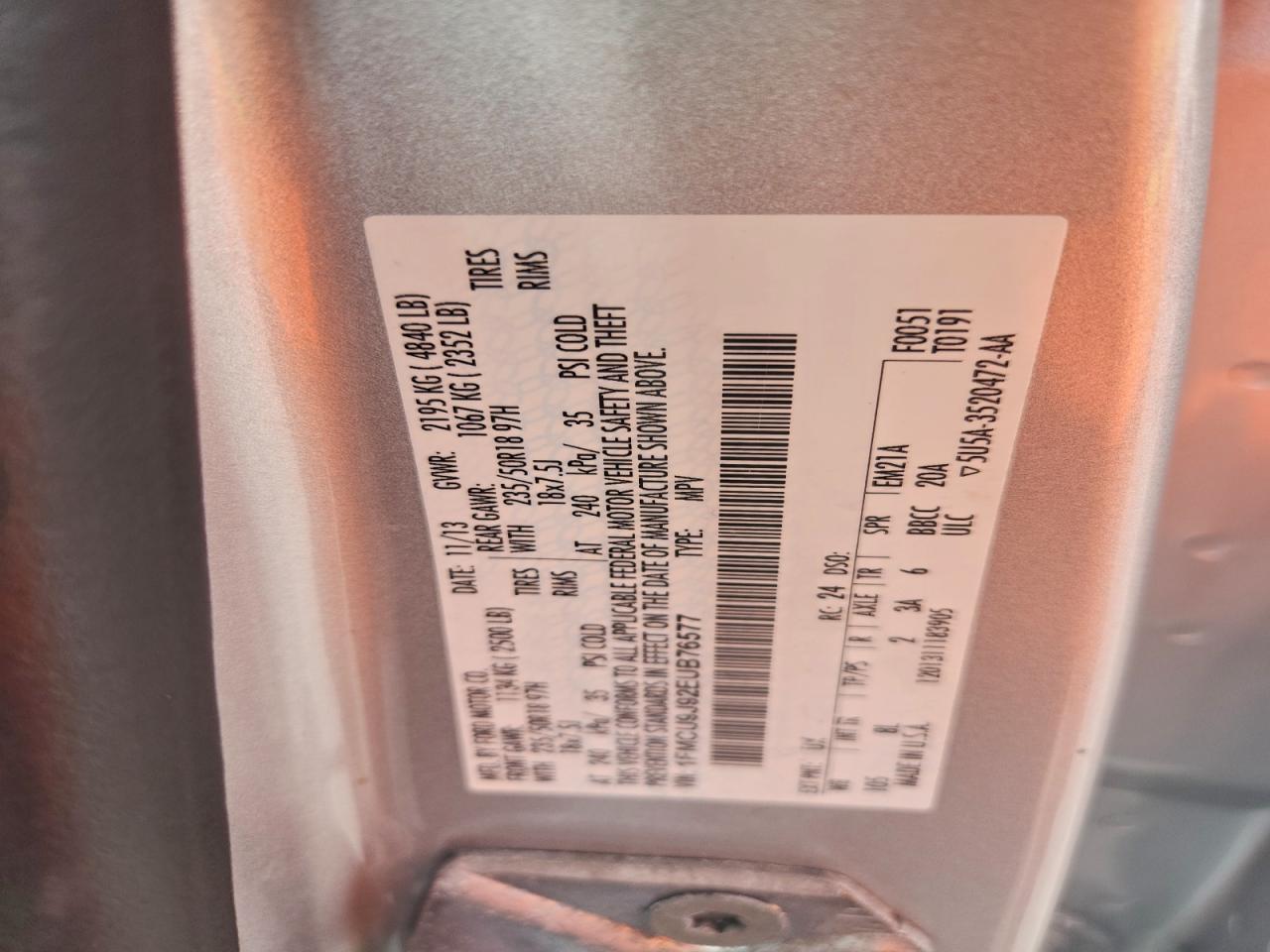 2014 Ford Escape Titanium VIN: 1FMCU9J92EUB76577 Lot: 94303495