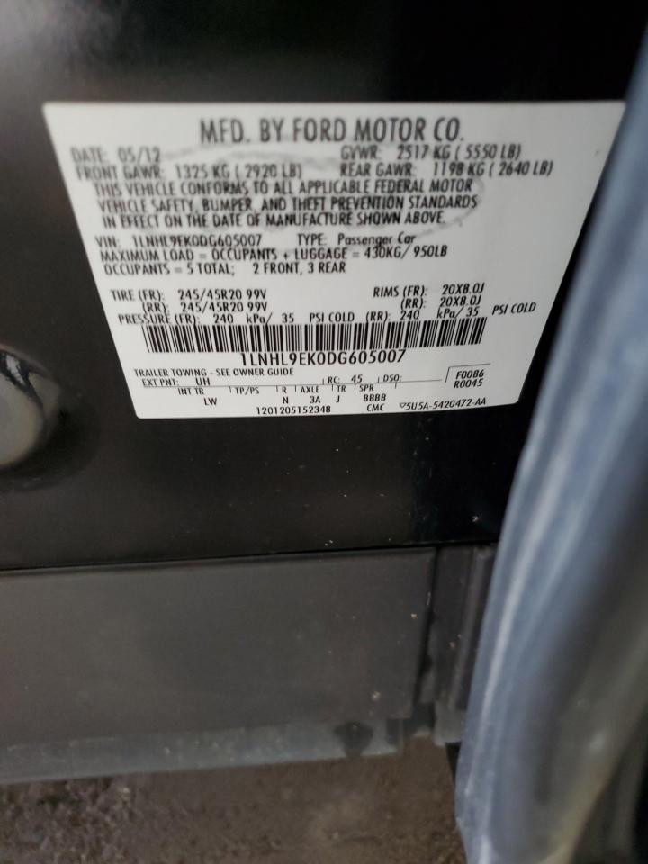 2013 Lincoln Mks VIN: 1LNHL9EK0DG605007 Lot: 93175295