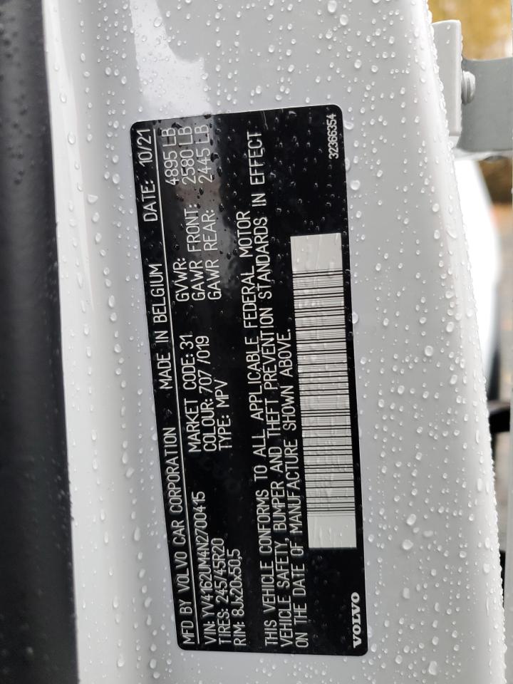 2022 Volvo Xc40 T5 R-Design VIN: YV4162UM4N2700415 Lot: 91659635