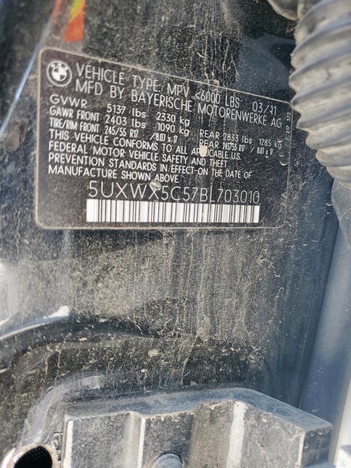 2011 BMW X3 xDrive28I VIN: 5UXWX5C57BL703010 Lot: 92243295