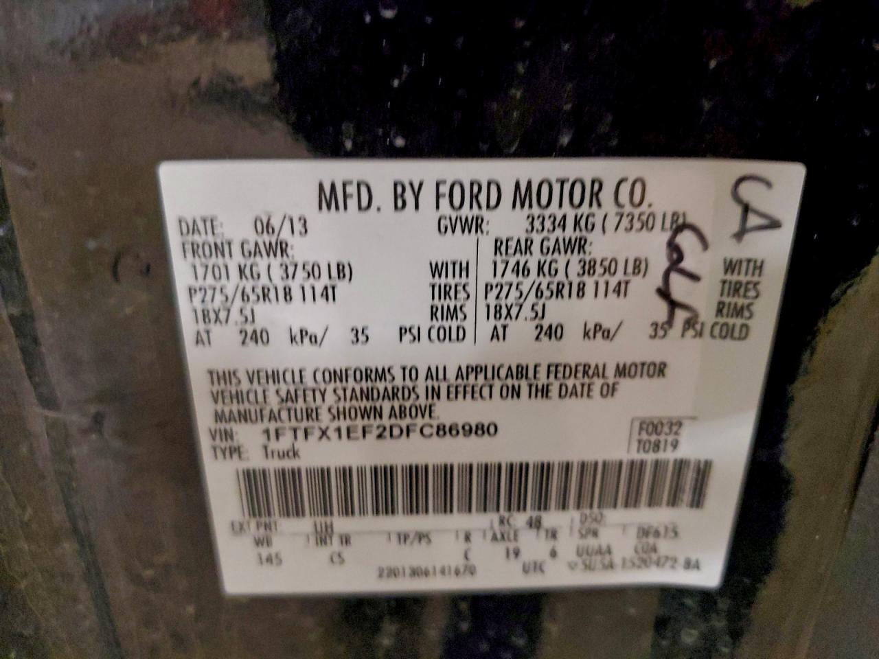 2013 Ford F150 Super Cab VIN: 1FTFX1EF2DFC86980 Lot: 93290735