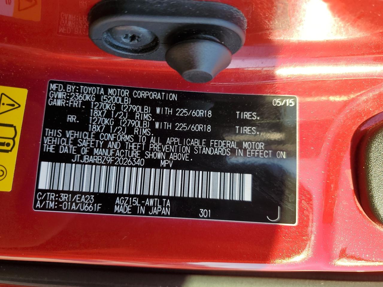 2015 Lexus Nx 200T VIN: JTJBARBZ9F2026340 Lot: 91053675