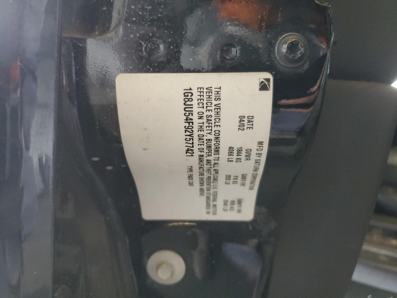 2002 Saturn L200 VIN: 1G8JU54F92Y577421 Lot: 91702035