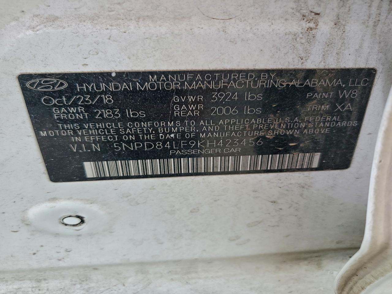 2019 Hyundai Elantra Sel VIN: 5NPD84LF9KH423456 Lot: 94136905