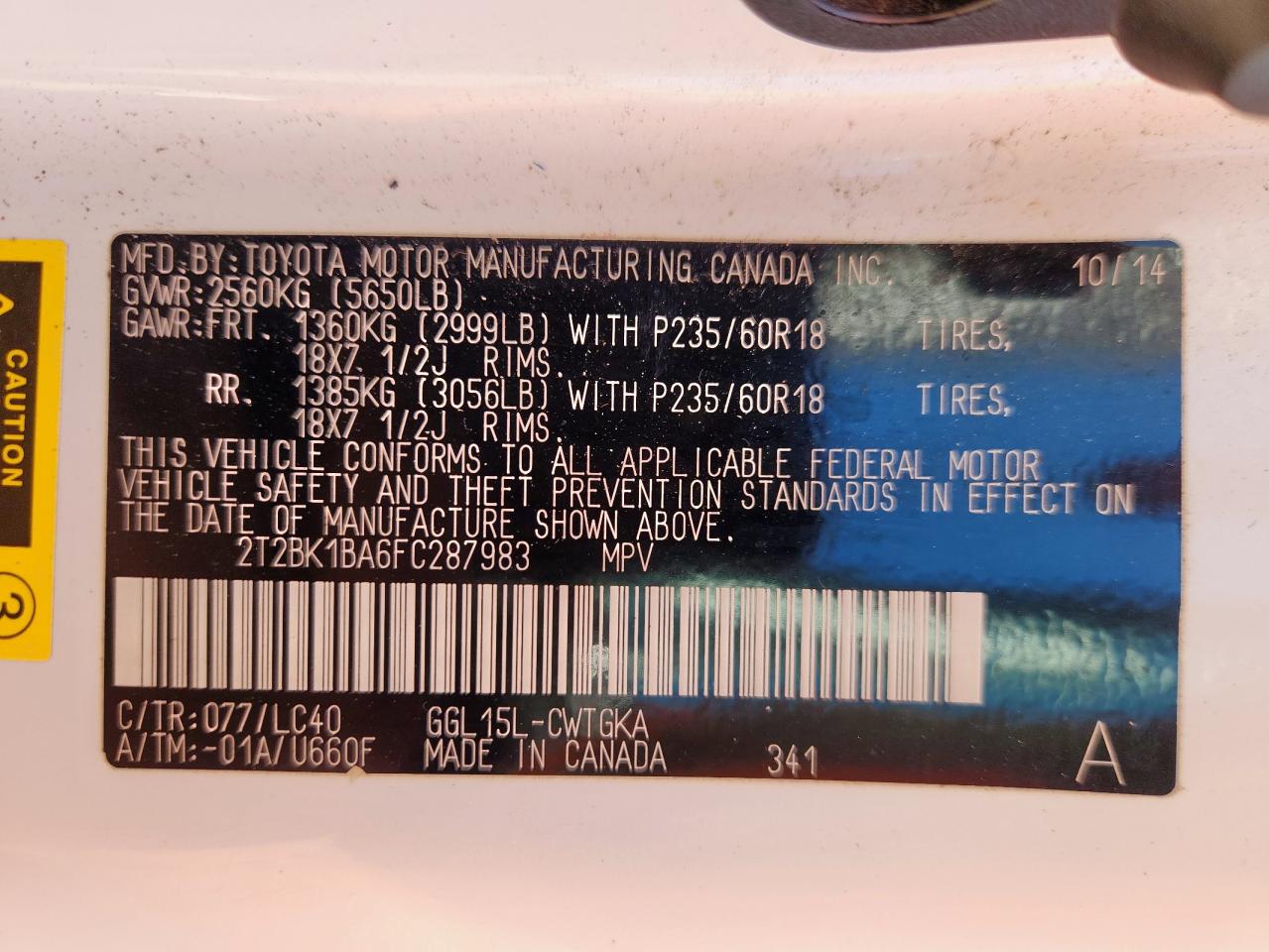 2015 Lexus Rx 350 Base VIN: 2T2BK1BA6FC287983 Lot: 90894035