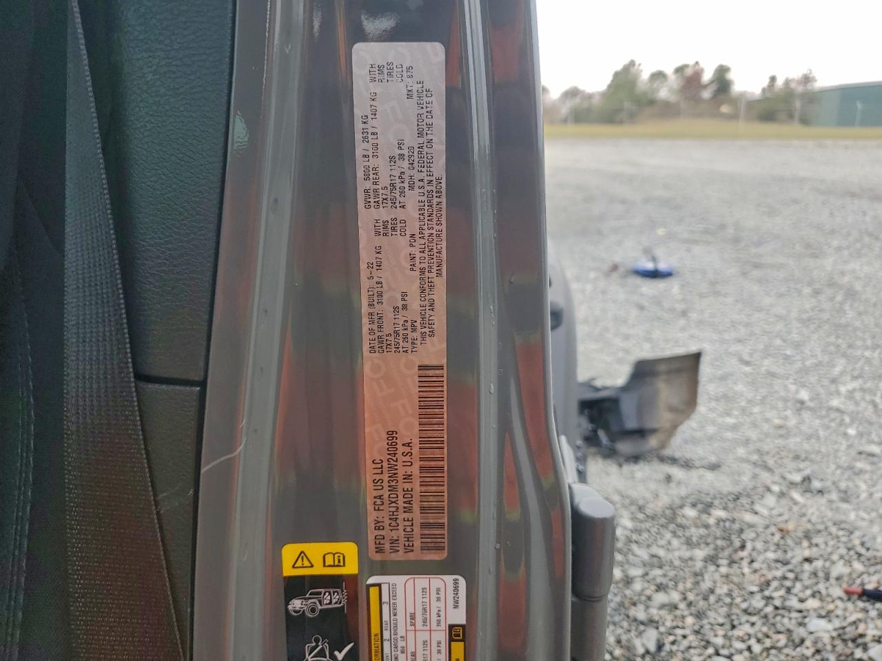 2022 Jeep Wrangler Unlimited Sport VIN: 1C4HJXDM3NW240699 Lot: 93194905