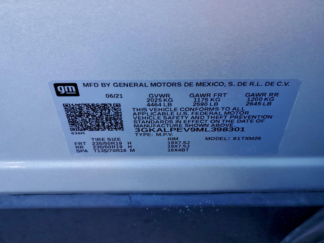 2021 GMC Terrain Slt VIN: 3GKALPEV9ML398301 Lot: 94075635