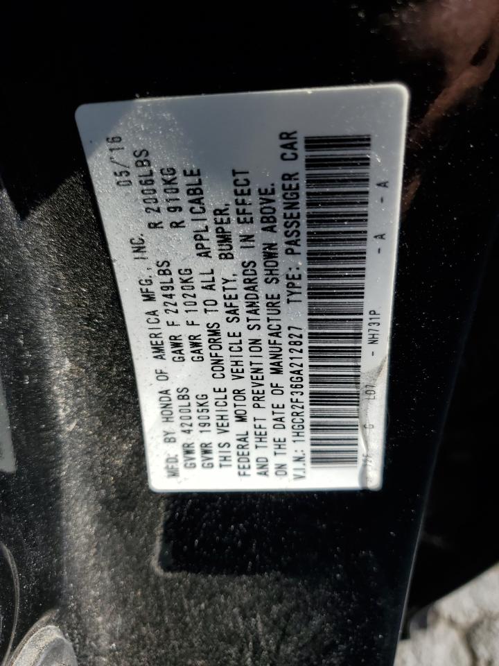 2016 Honda Accord Lx VIN: 1HGCR2F36GA212827 Lot: 91476545