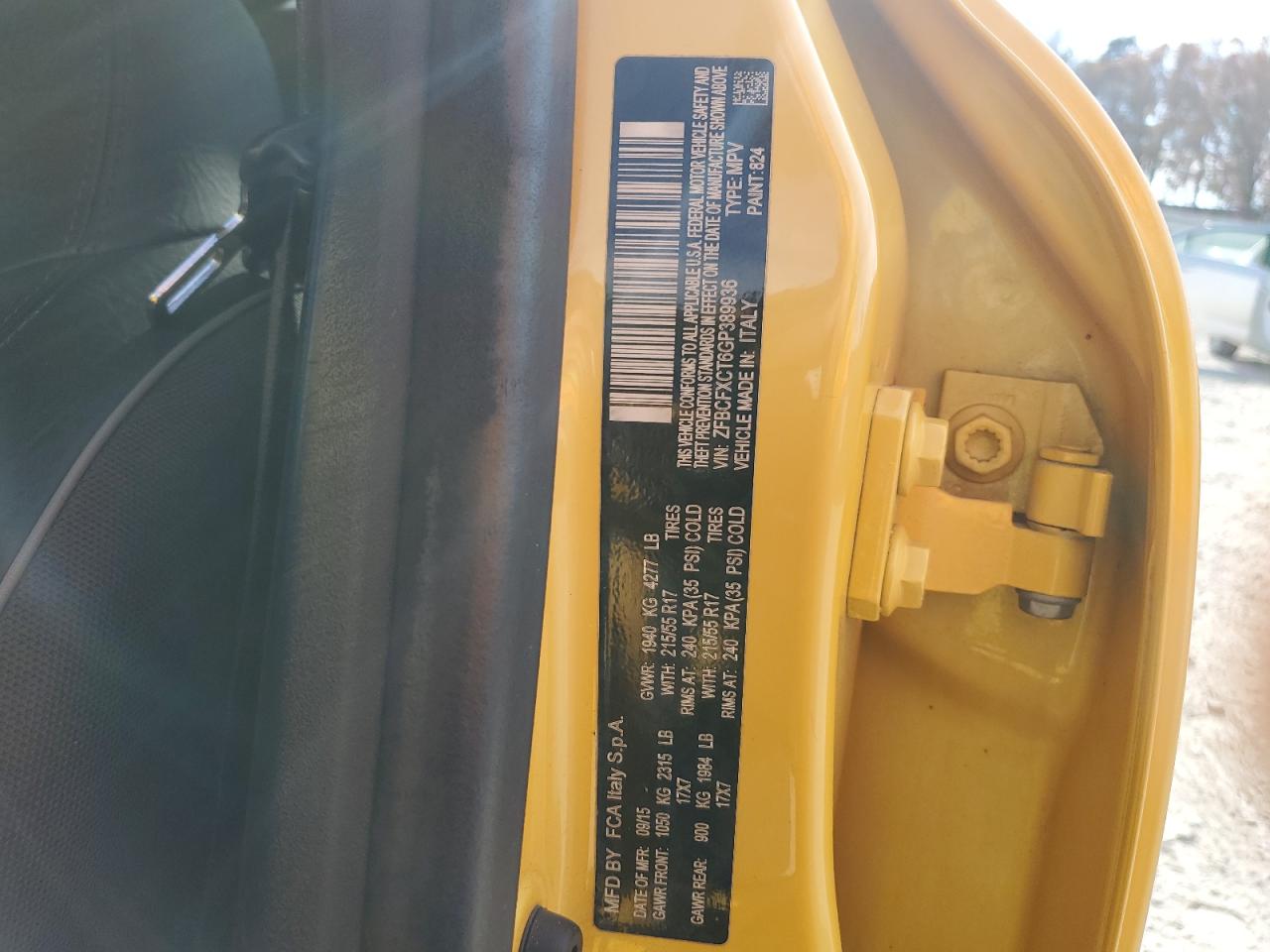 2016 Fiat 500X Trekking VIN: ZFBCFXCT6GP389936 Lot: 93889315