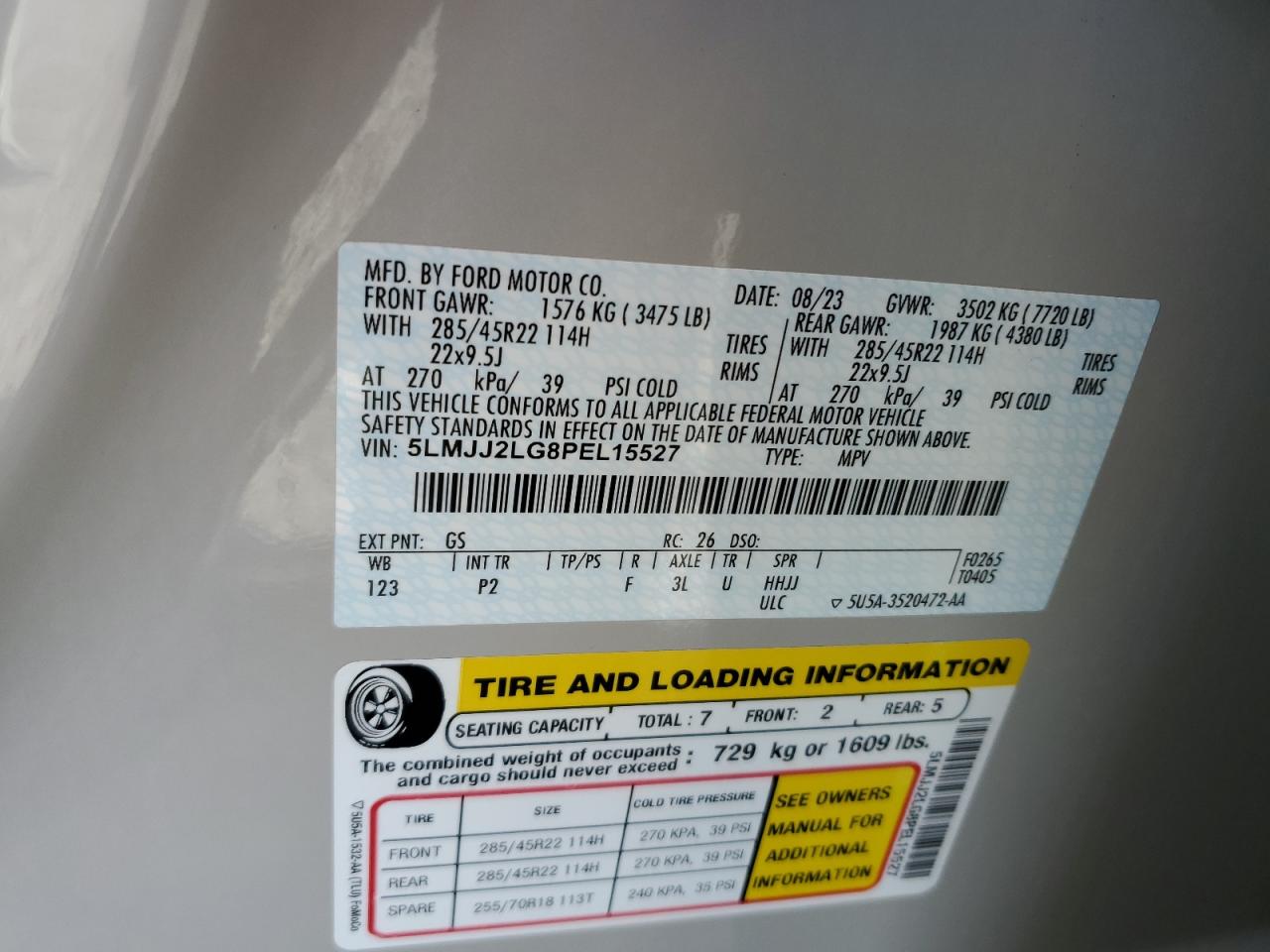 2023 Lincoln Navigator Reserve VIN: 5LMJJ2LG8PEL15527 Lot: 91280675