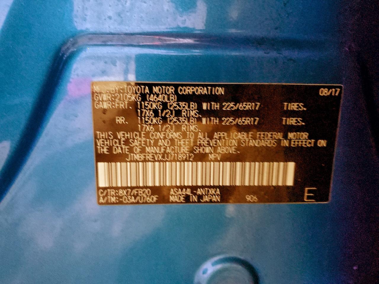 2018 Toyota Rav4 Le VIN: JTMBFREVXJJ718912 Lot: 93777485