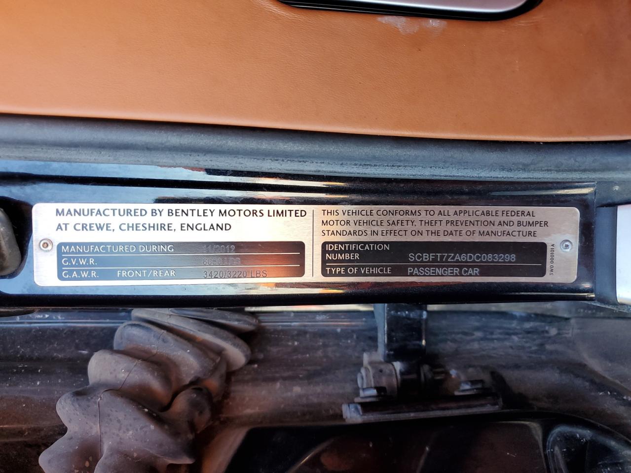 2013 Bentley Continental Gt V8 VIN: SCBFT7ZA6DC083298 Lot: 91552215