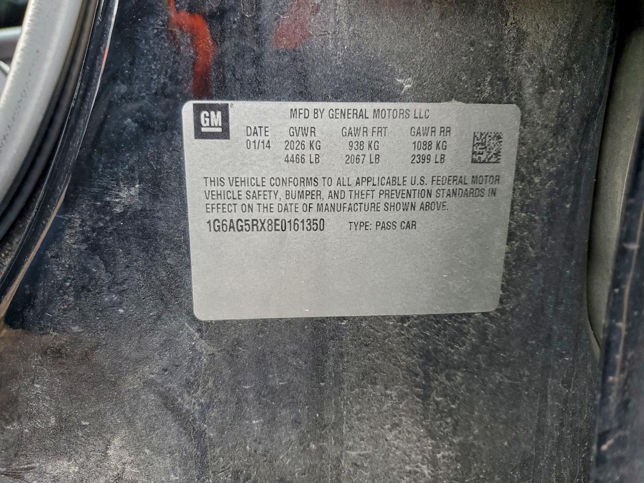 2014 Cadillac Ats VIN: 1G6AG5RX8E0161350 Lot: 94217165