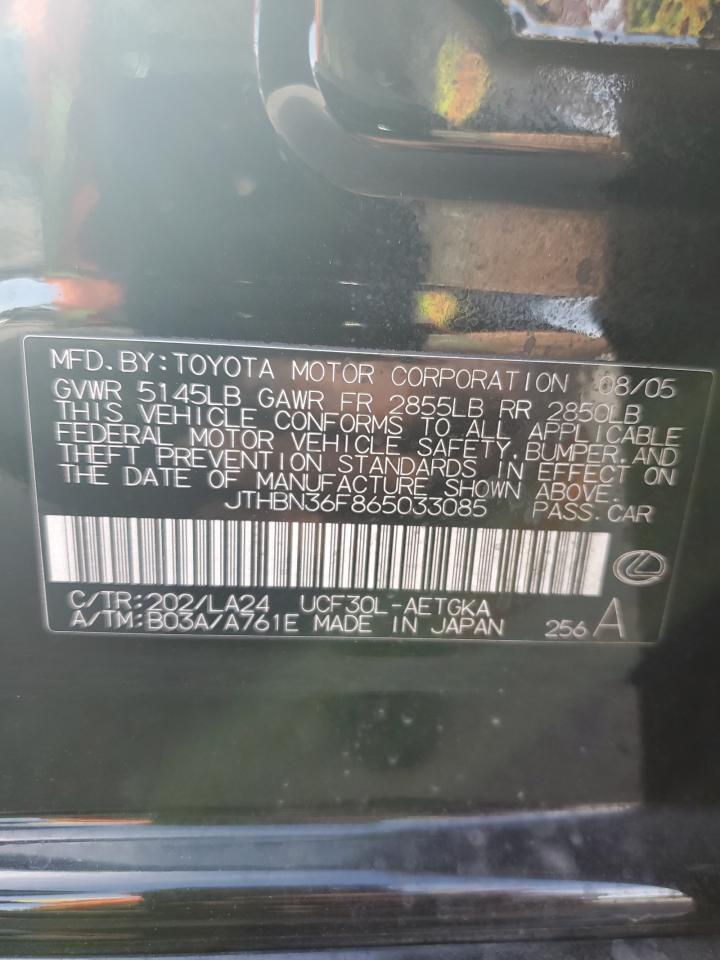 2006 Lexus Ls 430 VIN: JTHBN36F865033085 Lot: 92793045