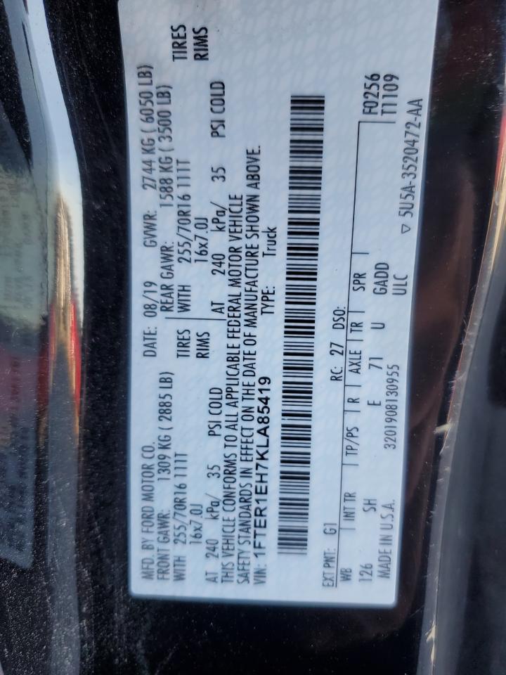 2019 Ford Ranger Xl VIN: 1FTER1EH7KLA85419 Lot: 91576335