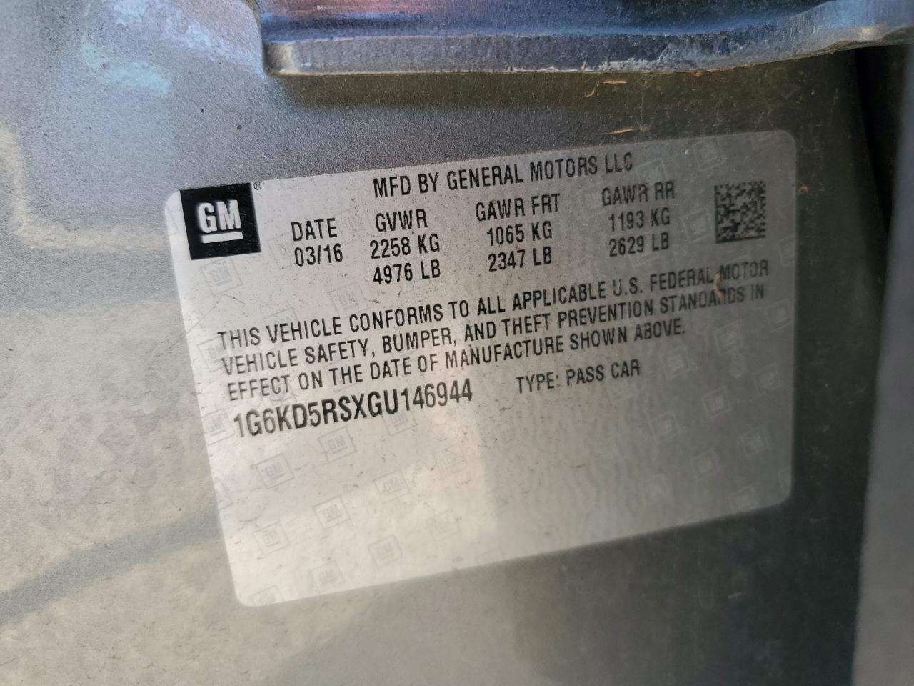 2016 Cadillac Ct6 Luxury VIN: 1G6KD5RSXGU146944 Lot: 90382445