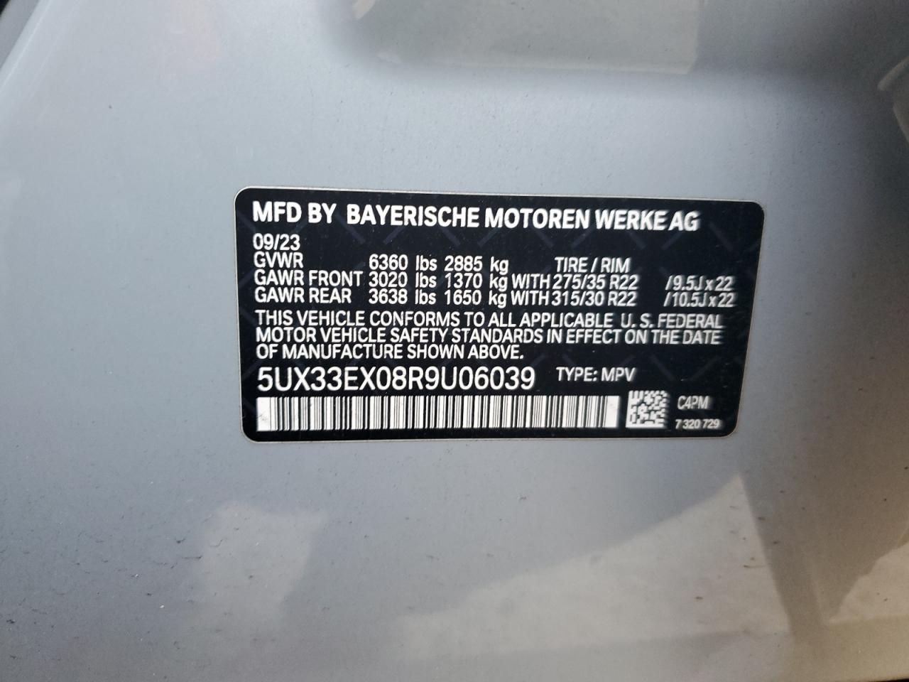 2024 BMW X6 xDrive40I VIN: 5UX33EX08R9U06039 Lot: 93777655