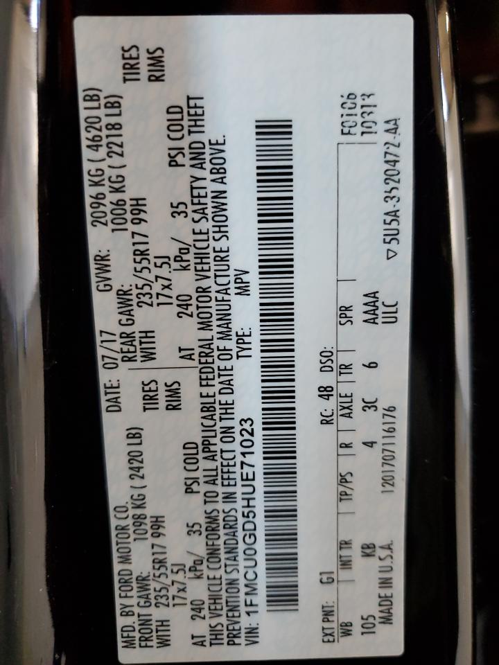 2017 Ford Escape Se VIN: 1FMCU0GD5HUE71023 Lot: 92867725