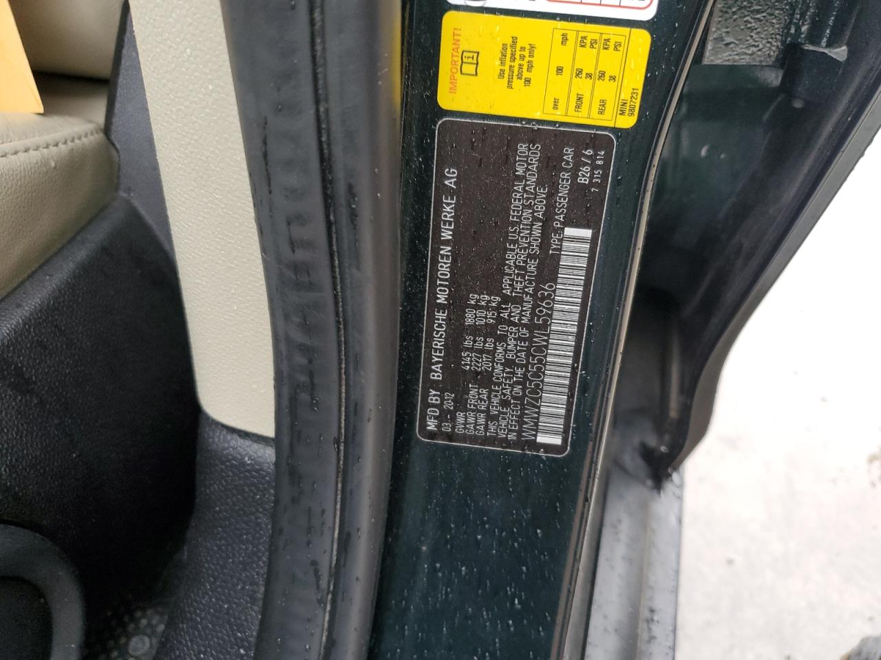 2012 Mini Cooper S Countryman VIN: WMWZC5C55CWL59636 Lot: 92627595