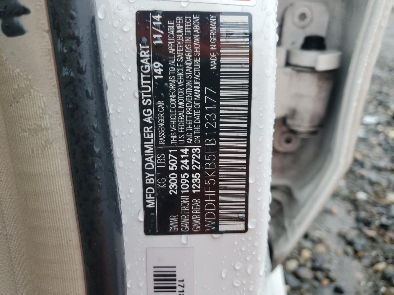 2015 Mercedes-Benz E 350 VIN: WDDHF5KB5FB123177 Lot: 92133625