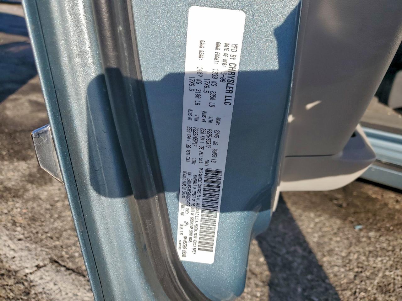 2008 Chrysler Town & Country Limited VIN: 2A8HR64X38R822479 Lot: 93562275