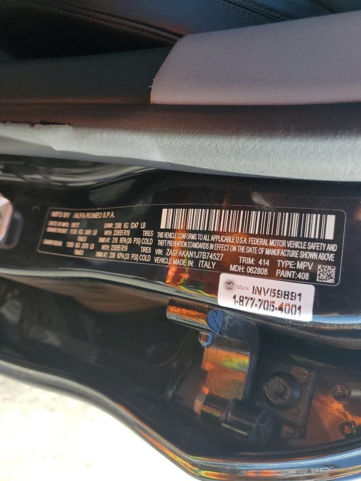 2018 Alfa Romeo Stelvio VIN: ZASFAKAN1J7B74527 Lot: 91706865