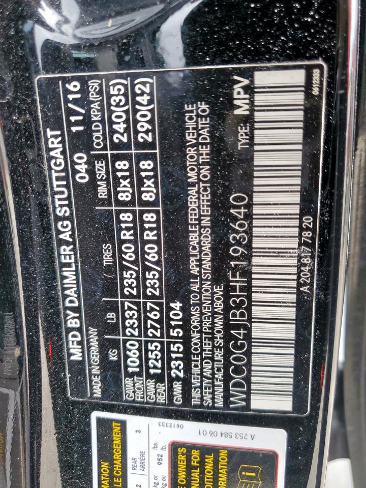 2017 Mercedes-Benz Glc 300 VIN: WDC0G4JB3HF193640 Lot: 92889255