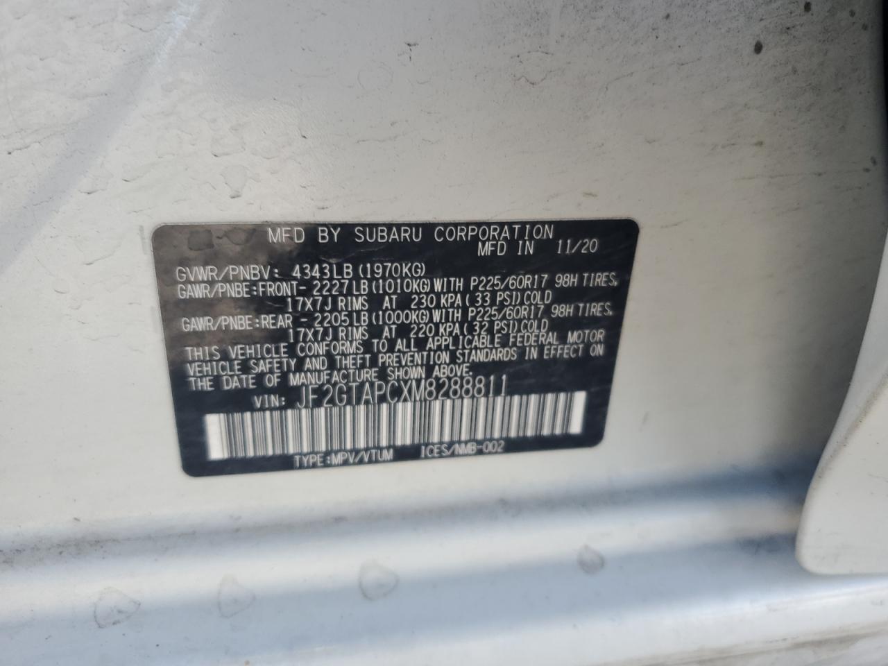 2021 Subaru Crosstrek Premium VIN: JF2GTAPCXM8288811 Lot: 90668345