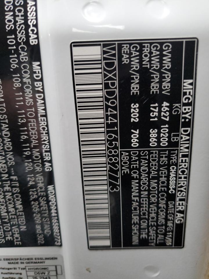 2006 Dodge Sprinter 3500 VIN: WDXPD944165882773 Lot: 92519665