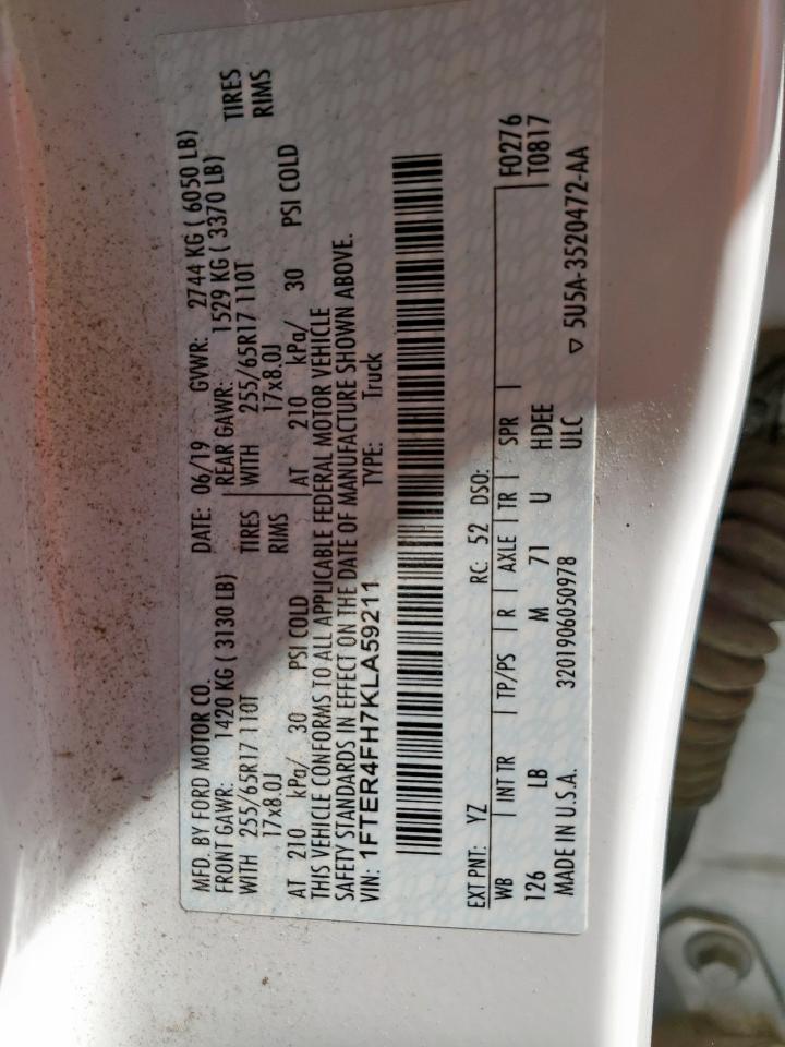 2019 Ford Ranger Xl VIN: 1FTER4FH7KLA59211 Lot: 90760585