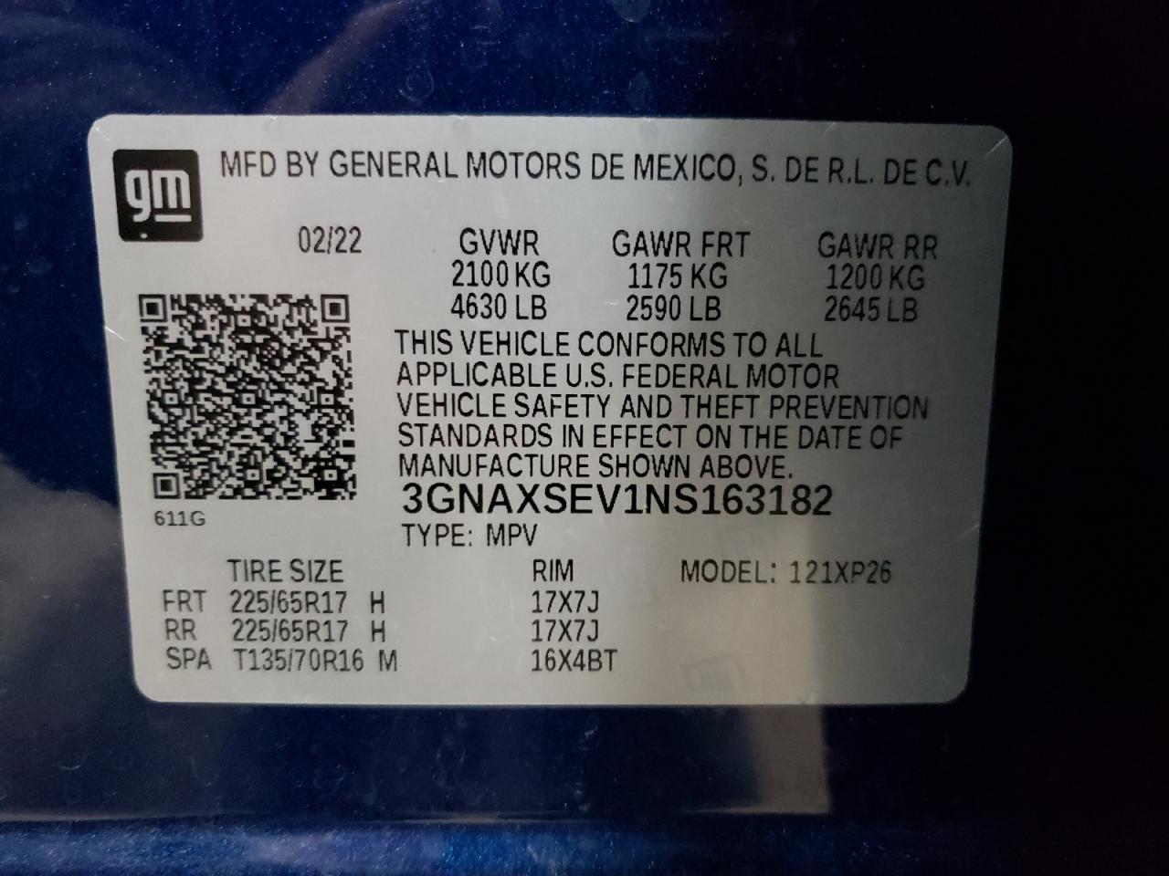 2022 Chevrolet Equinox Ls VIN: 3GNAXSEV1NS163182 Lot: 91823485