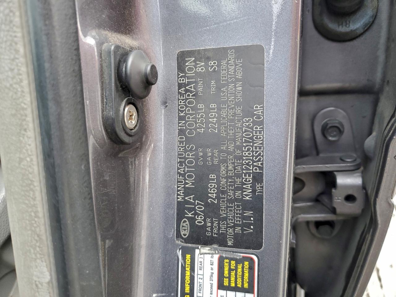 2008 Kia Optima Lx VIN: KNAGE123185170733 Lot: 93632215