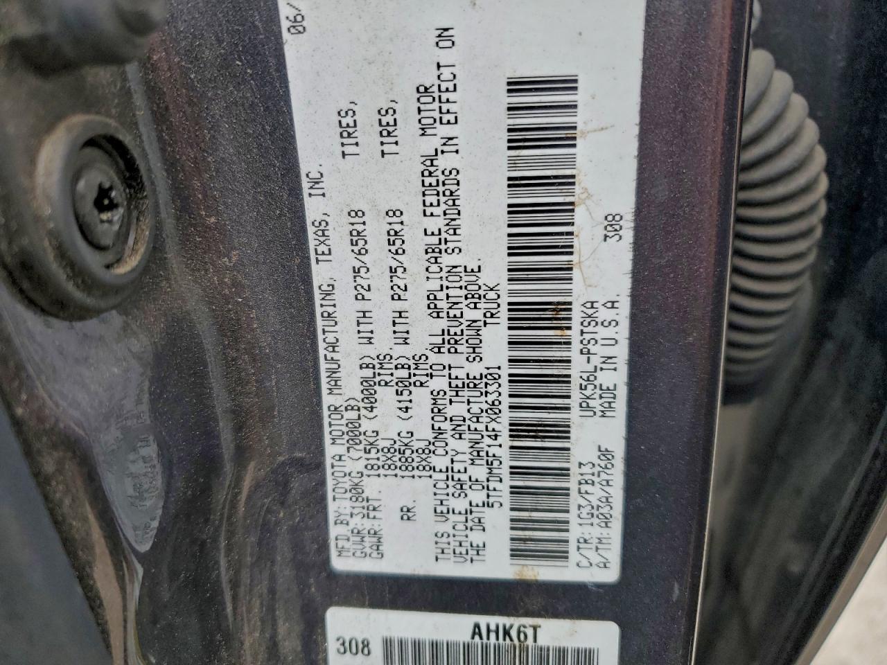 2015 Toyota Tundra Crewmax Sr5 VIN: 5TFDM5F14FX063301 Lot: 94369685