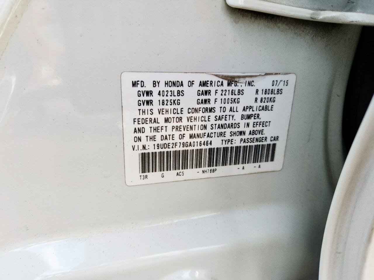 2016 Acura Ilx Premium VIN: 19UDE2F79GA016464 Lot: 93135695