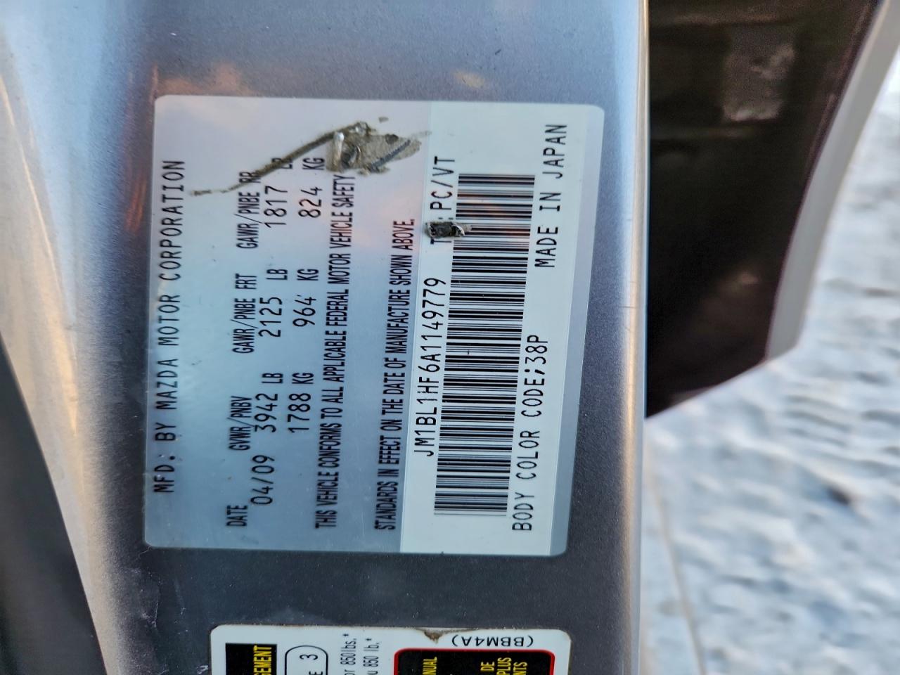 2010 Mazda 3 I VIN: JM1BL1HF6A1149779 Lot: 90586195